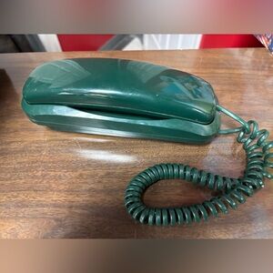 Vintage / retro forest green push button telephone